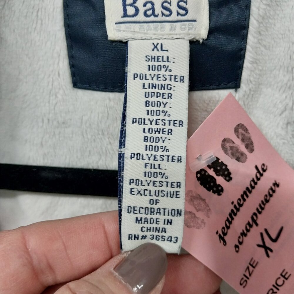 3304 Size XL Bass Lined Navy Blue Hooded Winter Coat - Picture 10 of 10